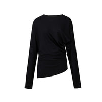 Pleated Batwing Long Sleeve Top