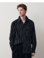 Wrinkled Striped Cotton Blend Shirt