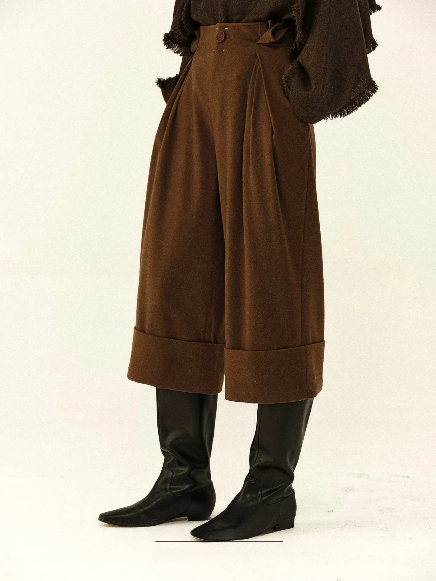 Wool Pleated High-Waisted Culottes