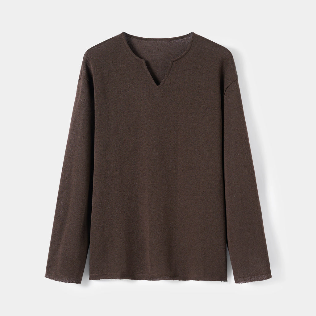 V-Neck Knit Long-Sleeve Sweater