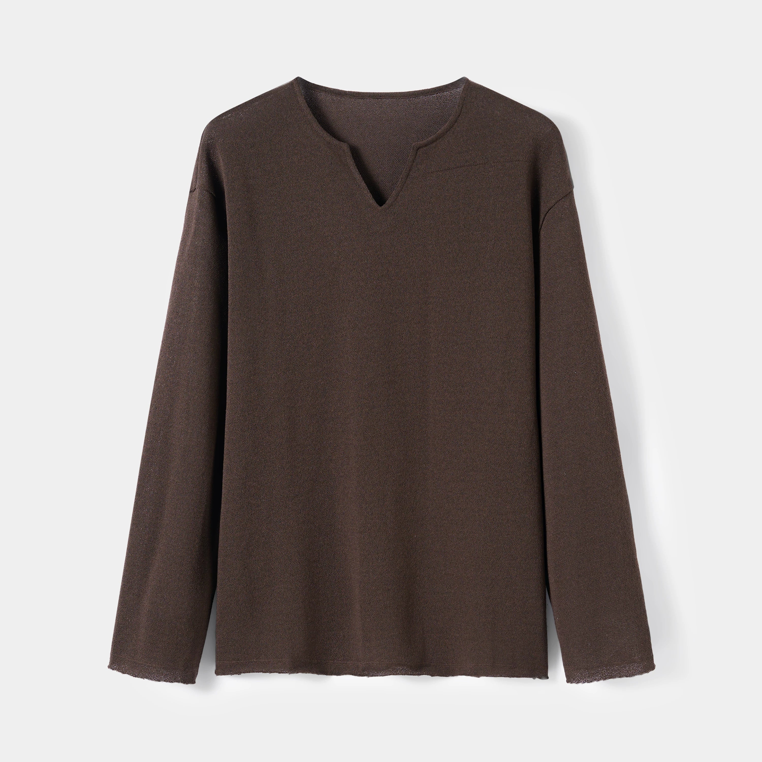 V-Neck Knit Long-Sleeve Sweater