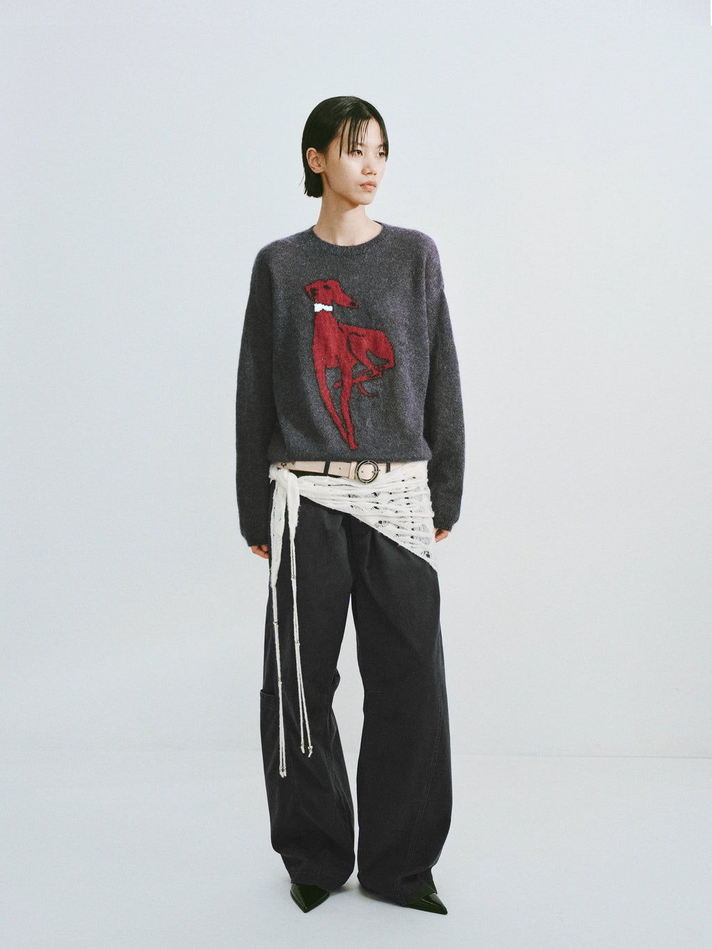 Cropped Wool Button-Down Cardigan