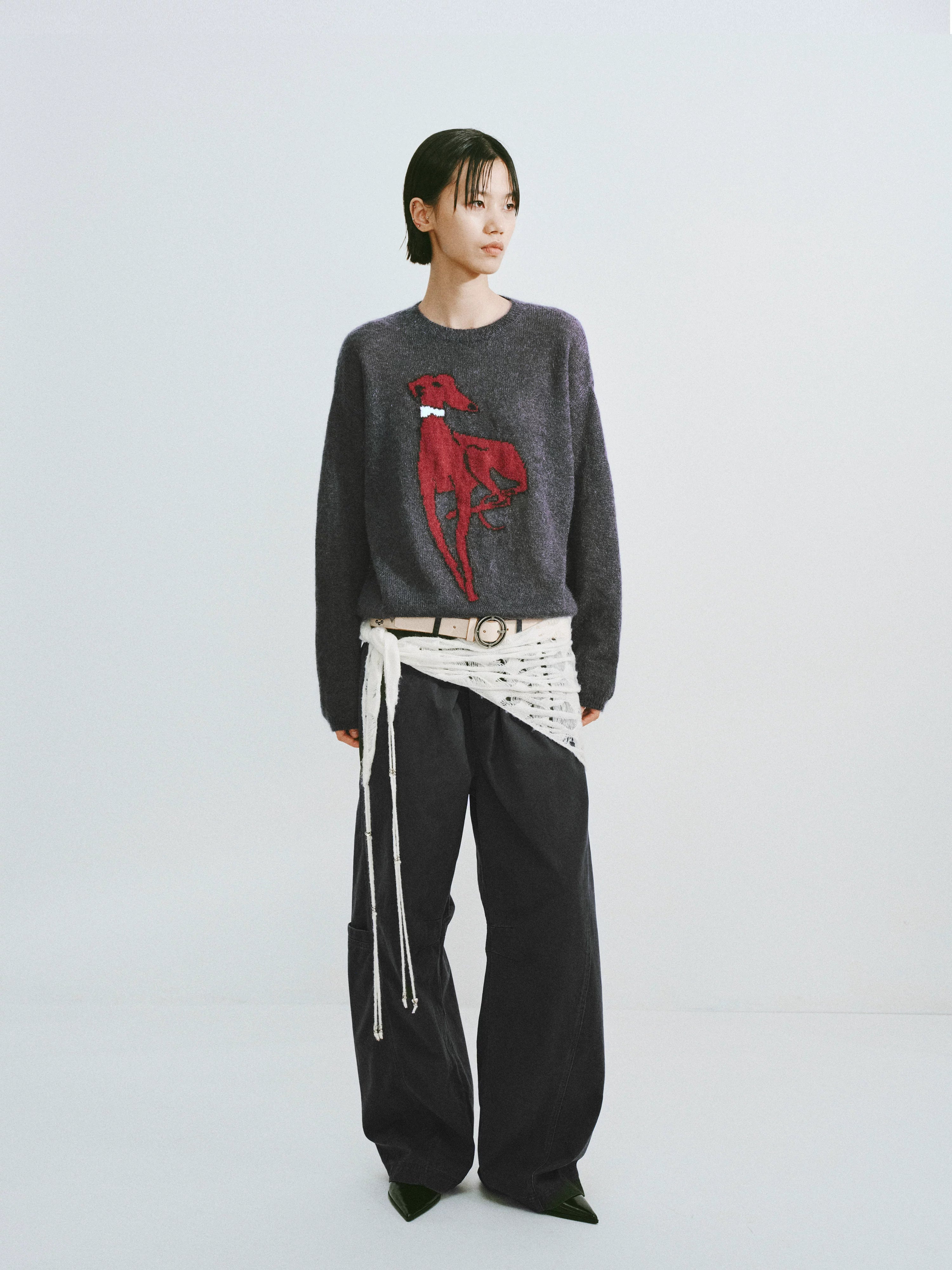 Cropped Wool Button-Down Cardigan