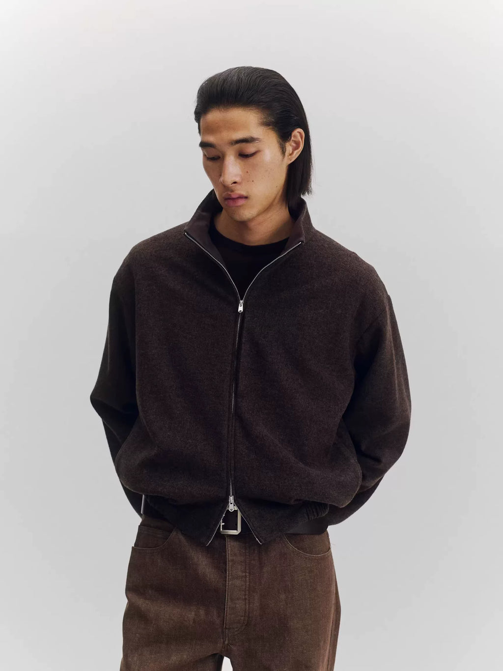 Wool Blend Zip-Up Jacket