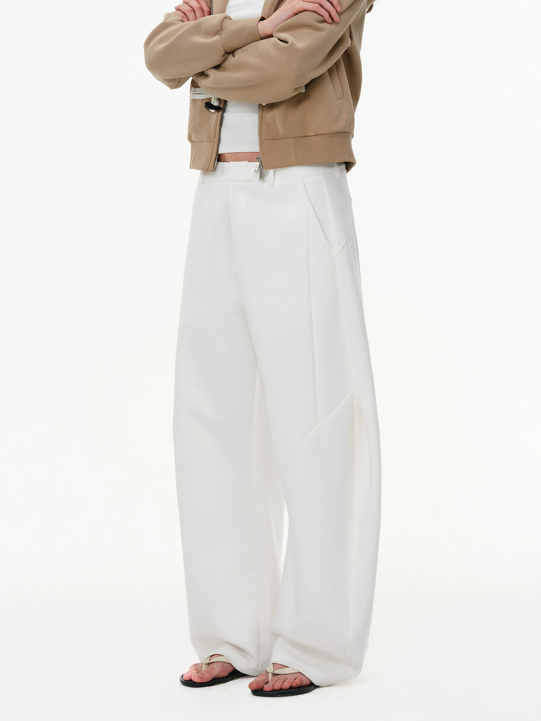 Architectural Wide-Leg Draped Trousers