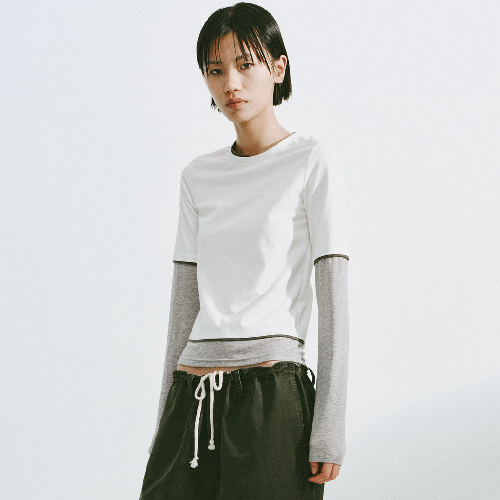 Layered Contrast Sleeve T-Shirt