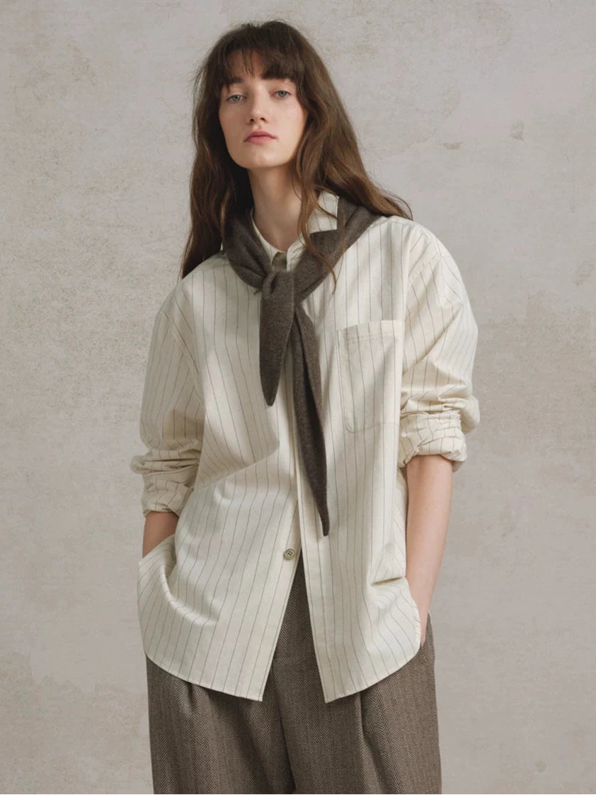 Striped Cotton Linen Blend Shirt