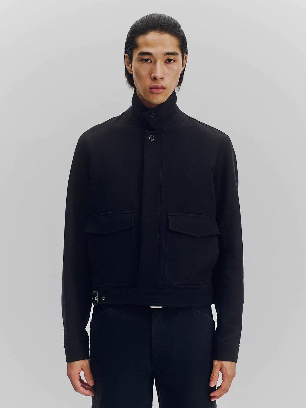 Wool Blend Cropped Field Jacket