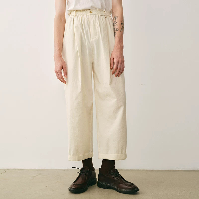 Cotton Hemp Pleated Balloon Trousers