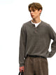 Wool Blend Henley Knit Sweater