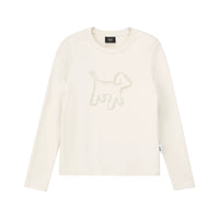 Pearl Embellished Puppy Long Sleeve T-Shirt