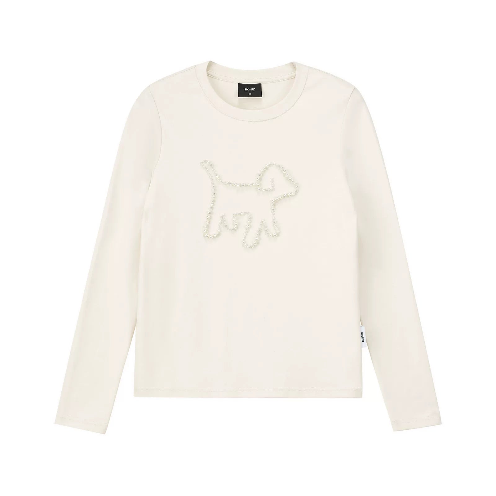 Pearl Embellished Puppy Long Sleeve T-Shirt