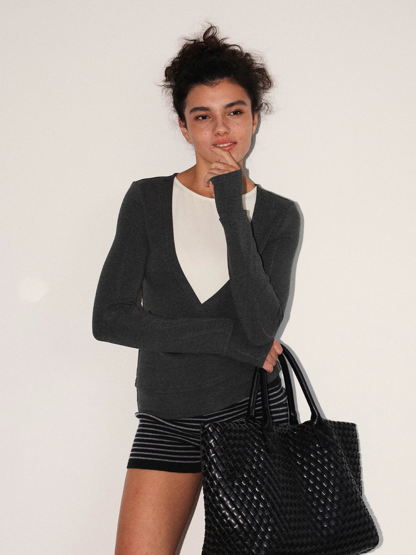Layered V-Neck Long Sleeve Top