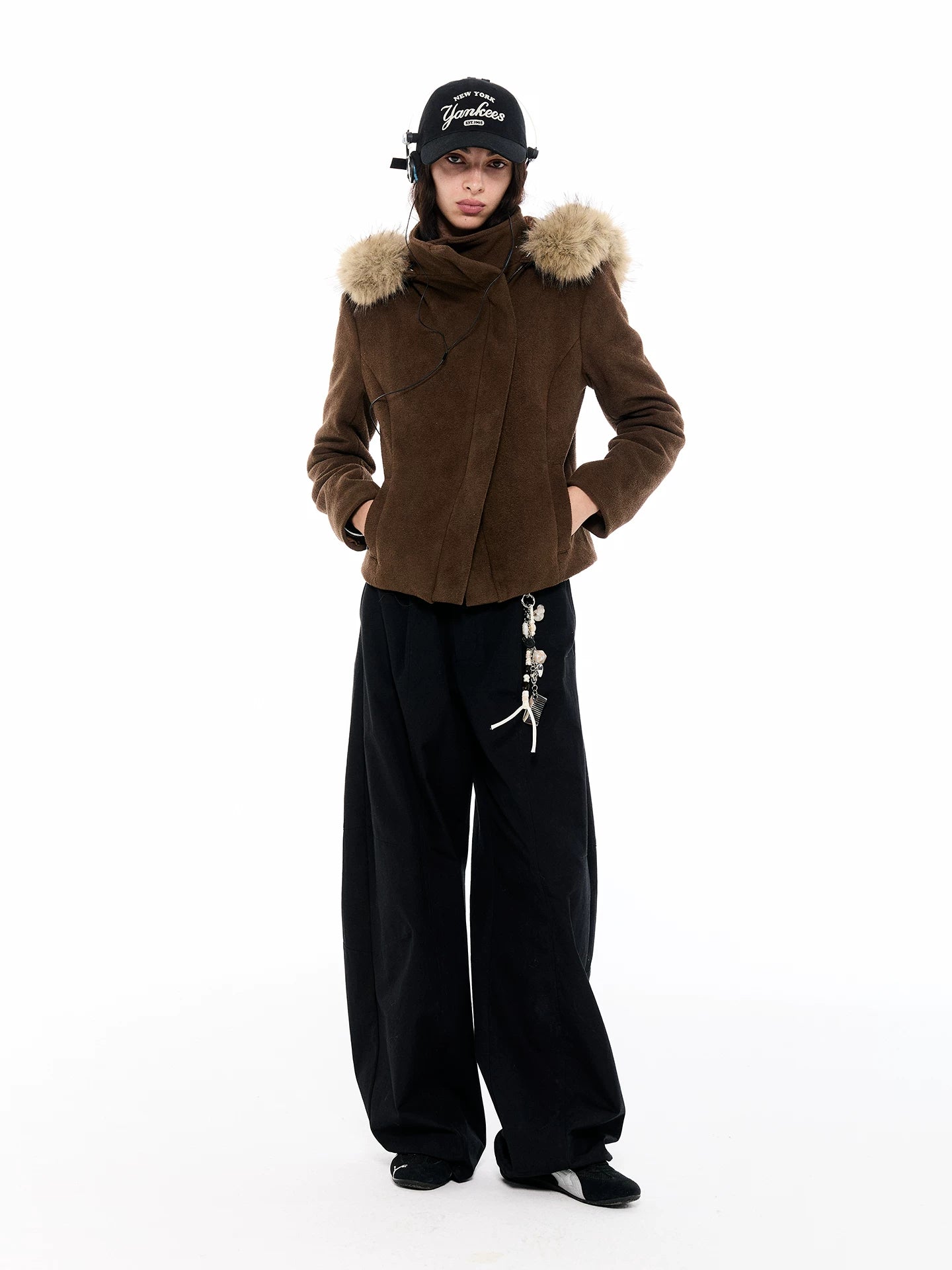Asymmetric Suede Hooded Jacket