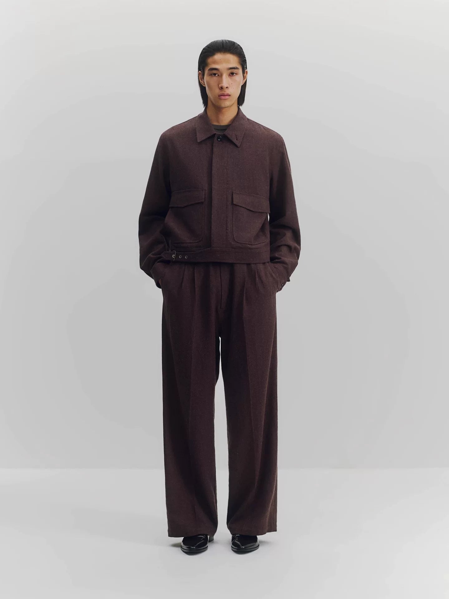 Wool Blend Cropped Field Jacket