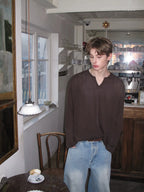V-Neck Knit Long-Sleeve Sweater
