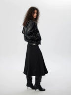 Oversized Leather Bomber Jacket
