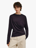 Pleated Batwing Long Sleeve Top