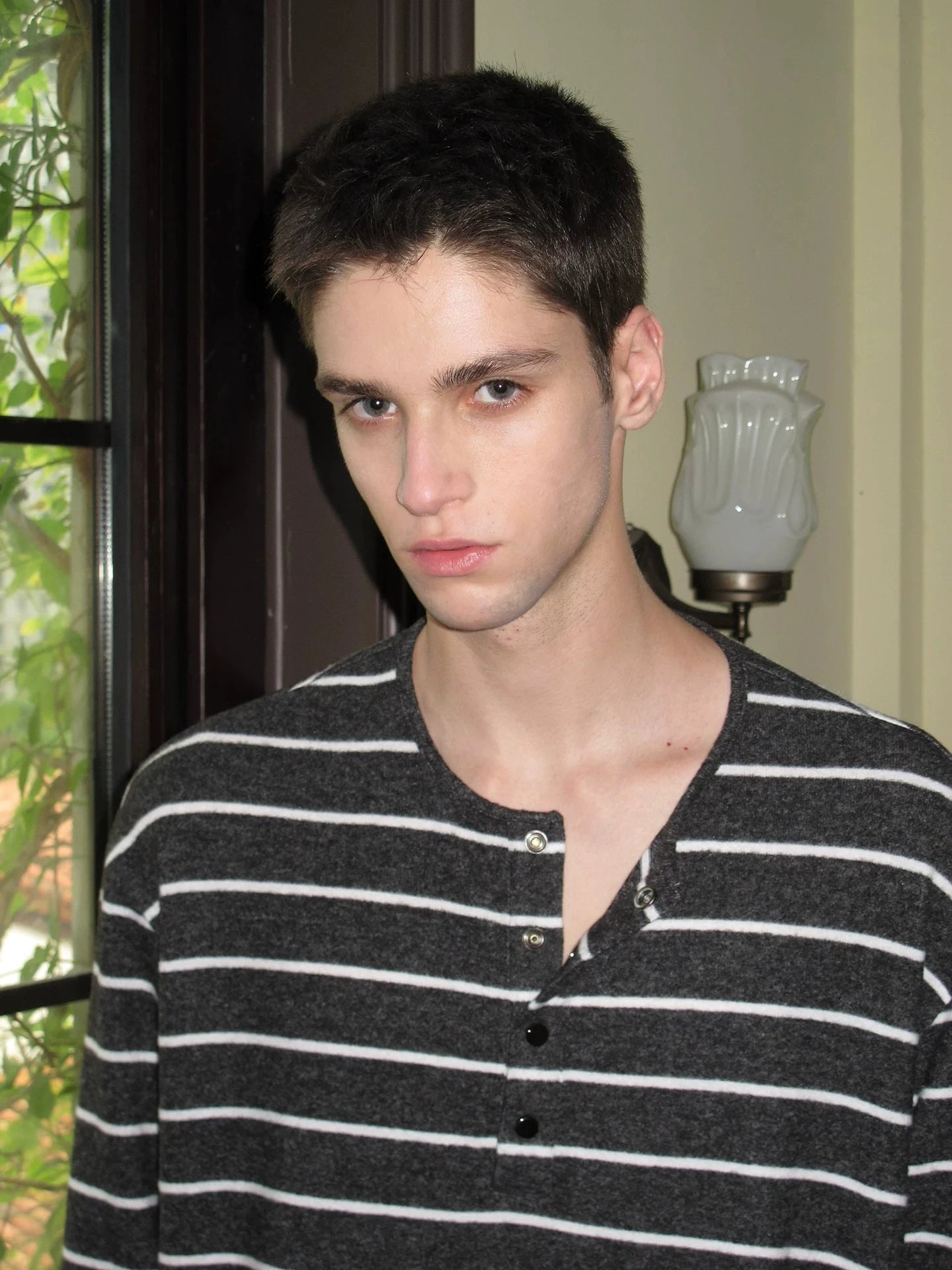 Striped Henley Long Sleeve Tee