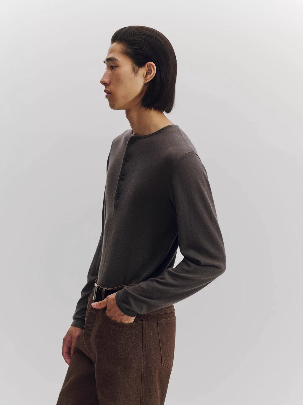 Cashmere Blend Henley Knit Sweater