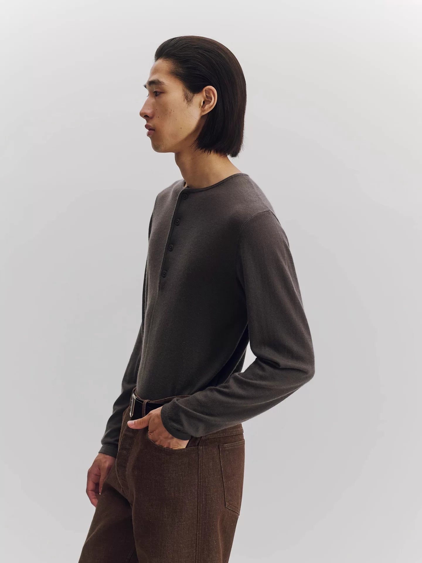 Cashmere Blend Henley Knit Sweater