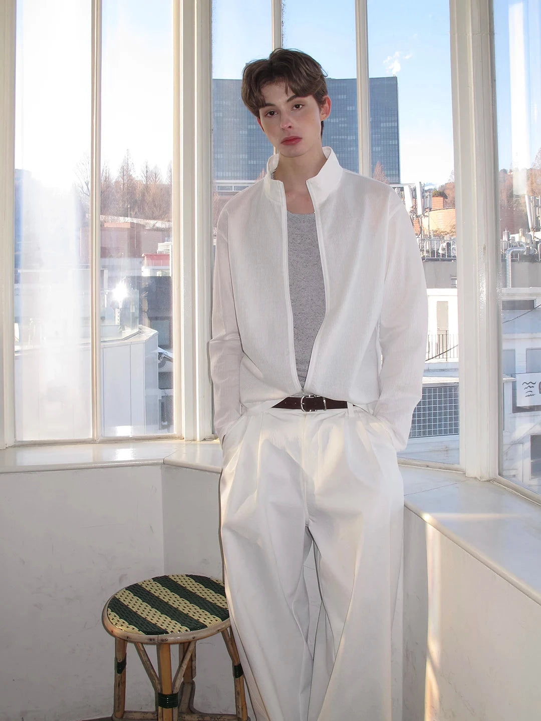 Minimalist Ribbed Zip-Up Jacket
