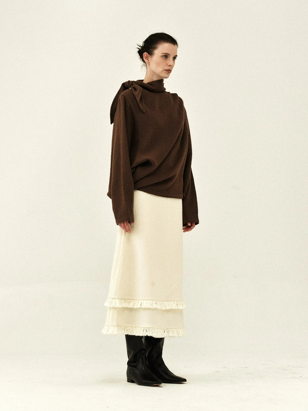 Australian Wool Double-Layered Fringe Skirt