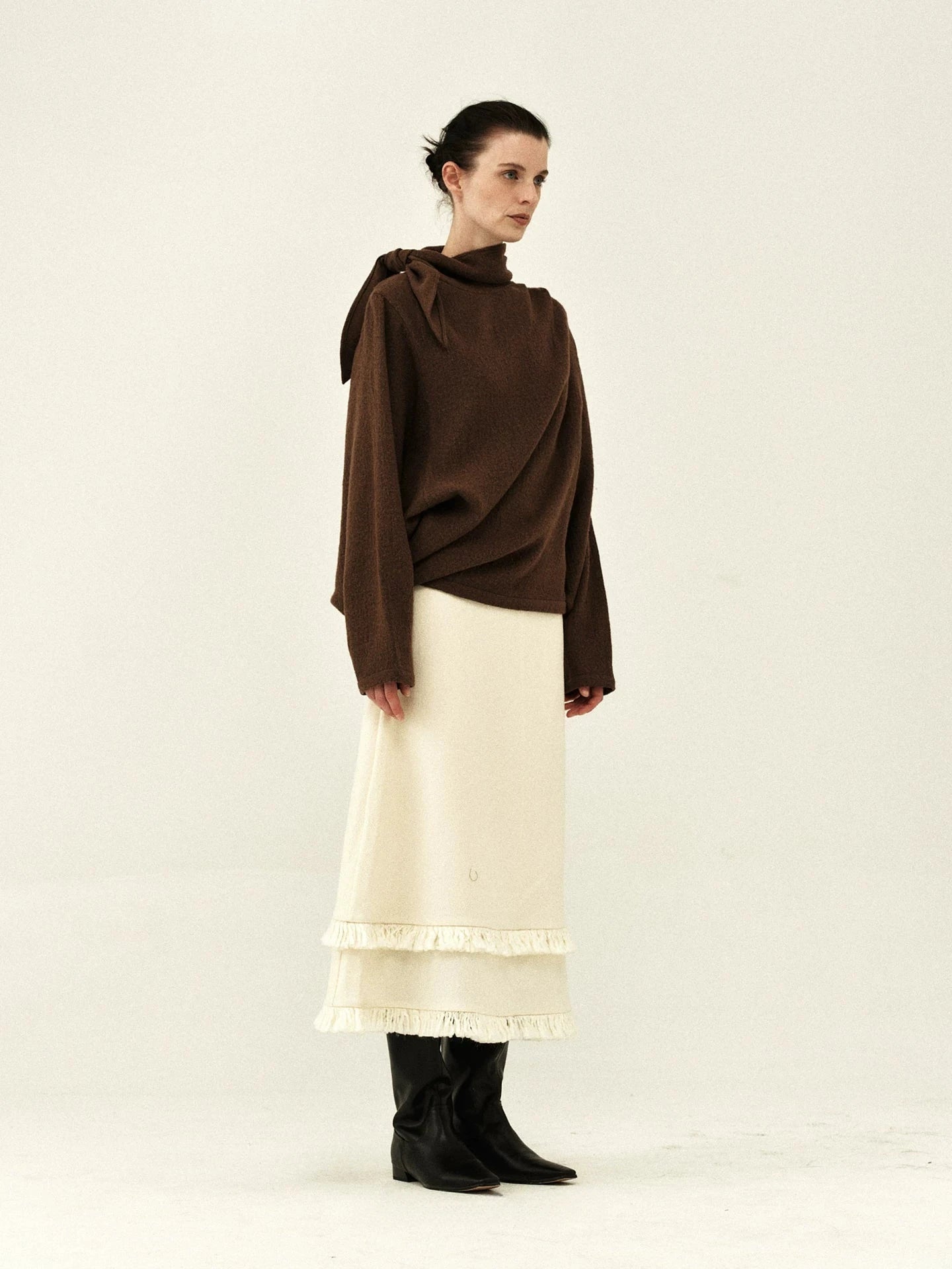 Australian Wool Double-Layered Fringe Skirt