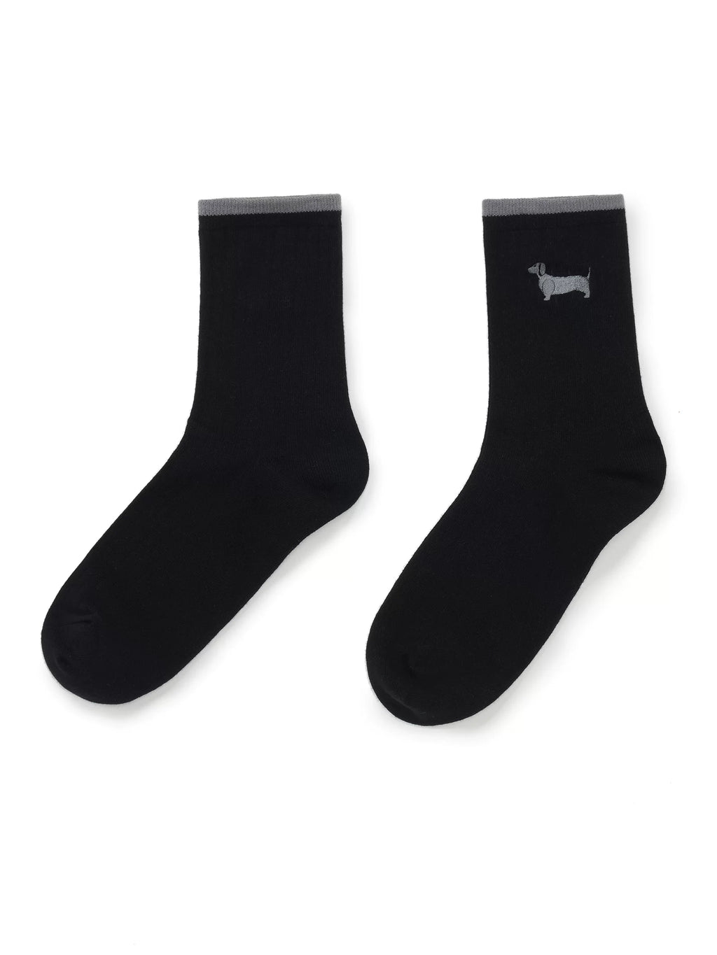 Embroidered Dachshund Cotton Crew Socks