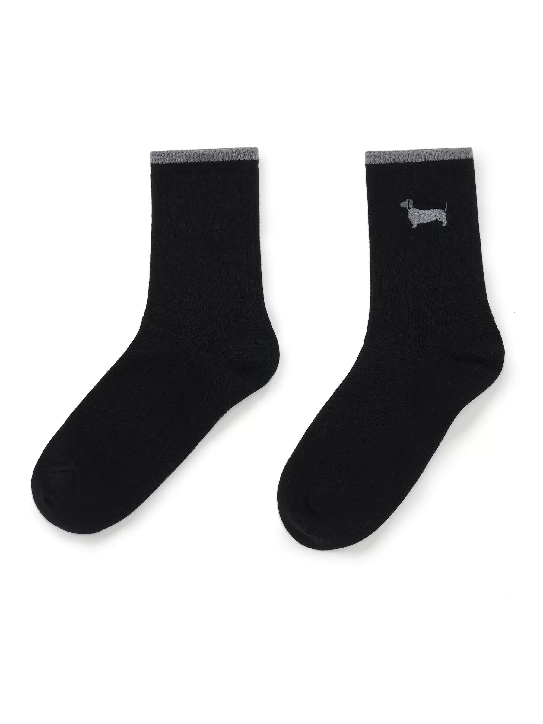 Embroidered Dachshund Cotton Crew Socks