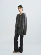 Textured Wool-Blend Loop Yarn Cardigan