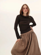 Sand-Washed Pleated Lantern Skirt