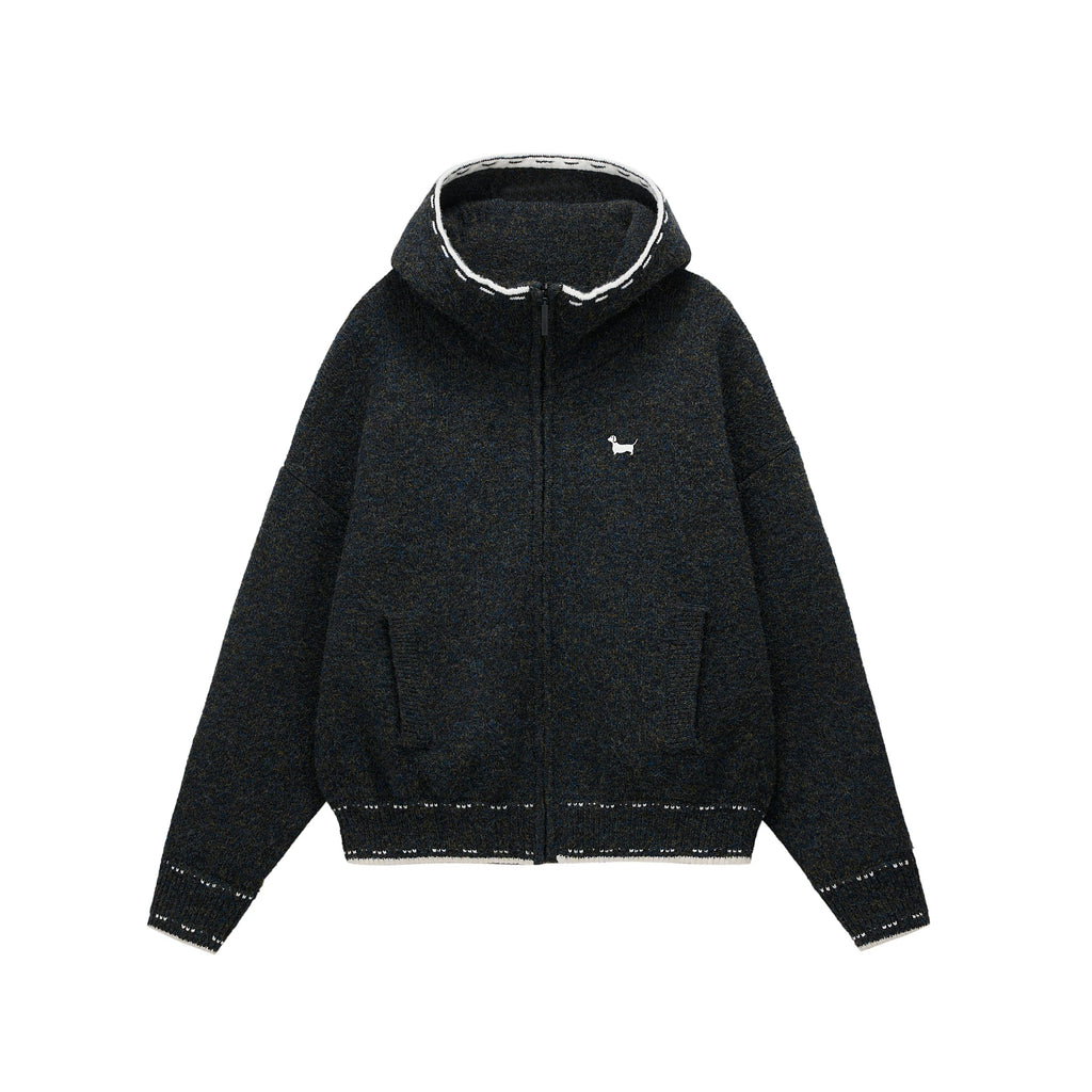 Mohair Blend Hooded Zip Cardigan
