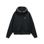 Mohair Blend Hooded Zip Cardigan