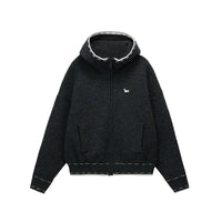 Mohair Blend Hooded Zip Cardigan