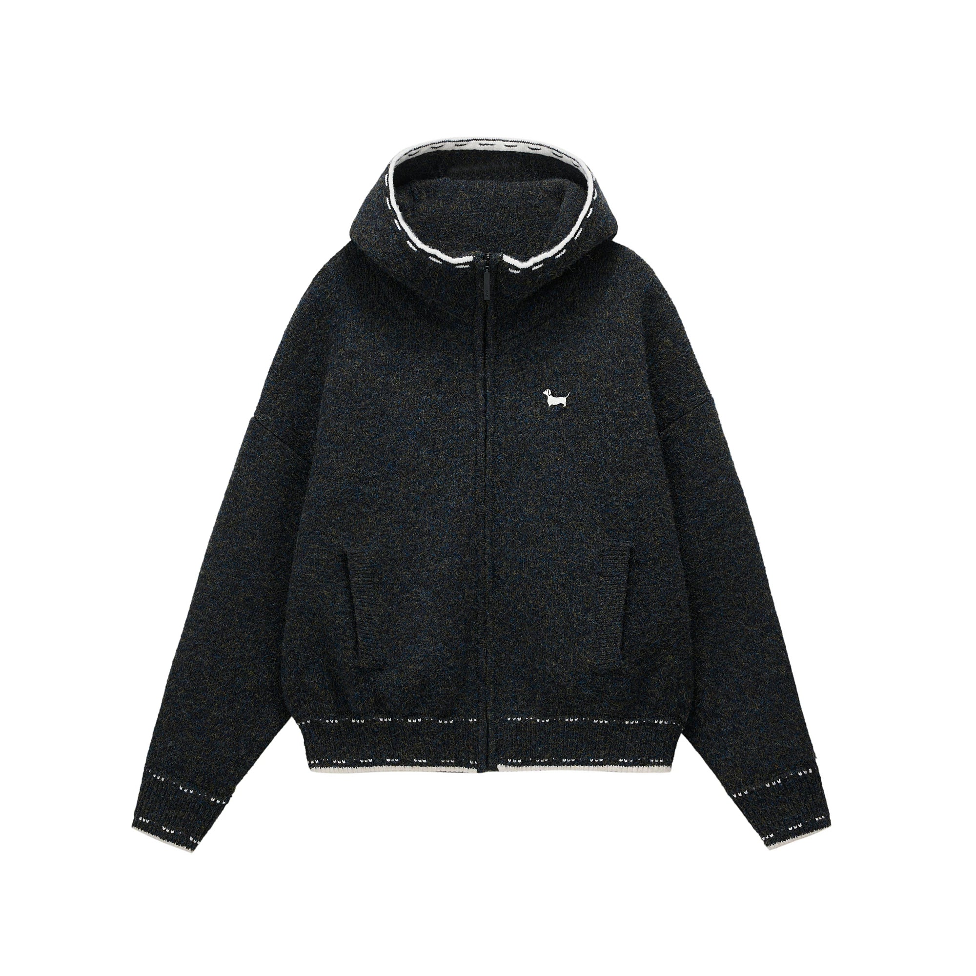 Mohair Blend Hooded Zip Cardigan