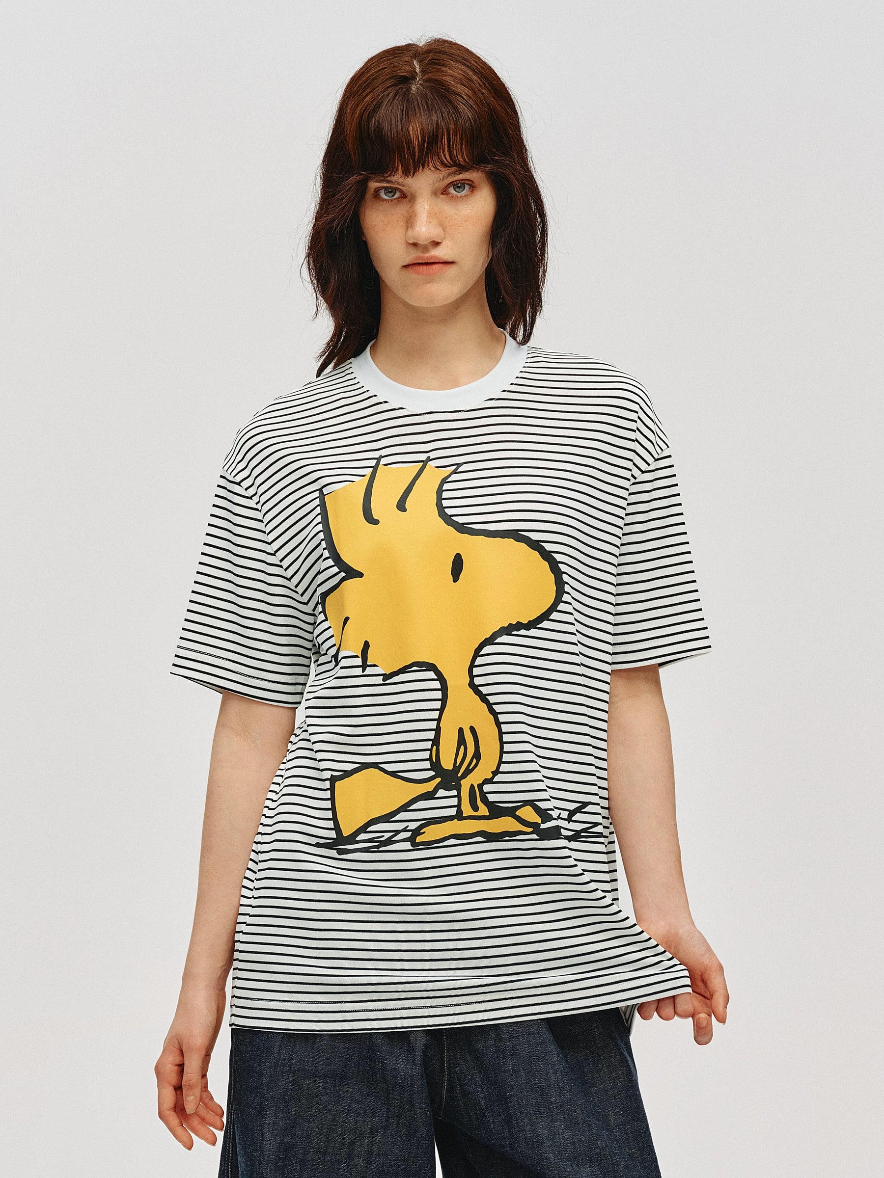 Peanuts Graphic Striped Cotton T-Shirt