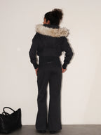 Low-Rise Flared Knit Trousers