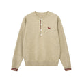 Contrast Trim Henley Knit Sweater