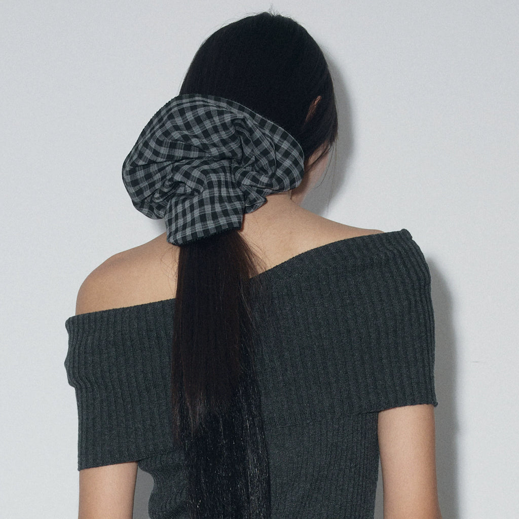 Asymmetric Cotton T-Shirt With Plaid Detail