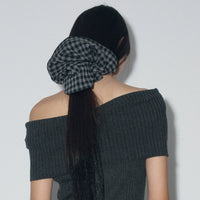 Asymmetric Cotton T-Shirt With Plaid Detail