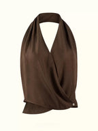 Draped Halter Neck Silk Vest