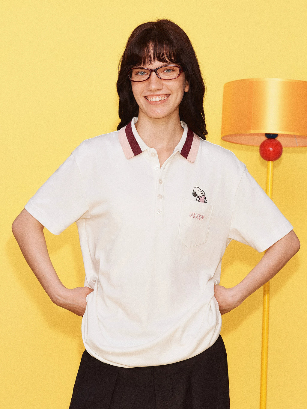 Snoopy Embroidered Cotton Polo Shirt