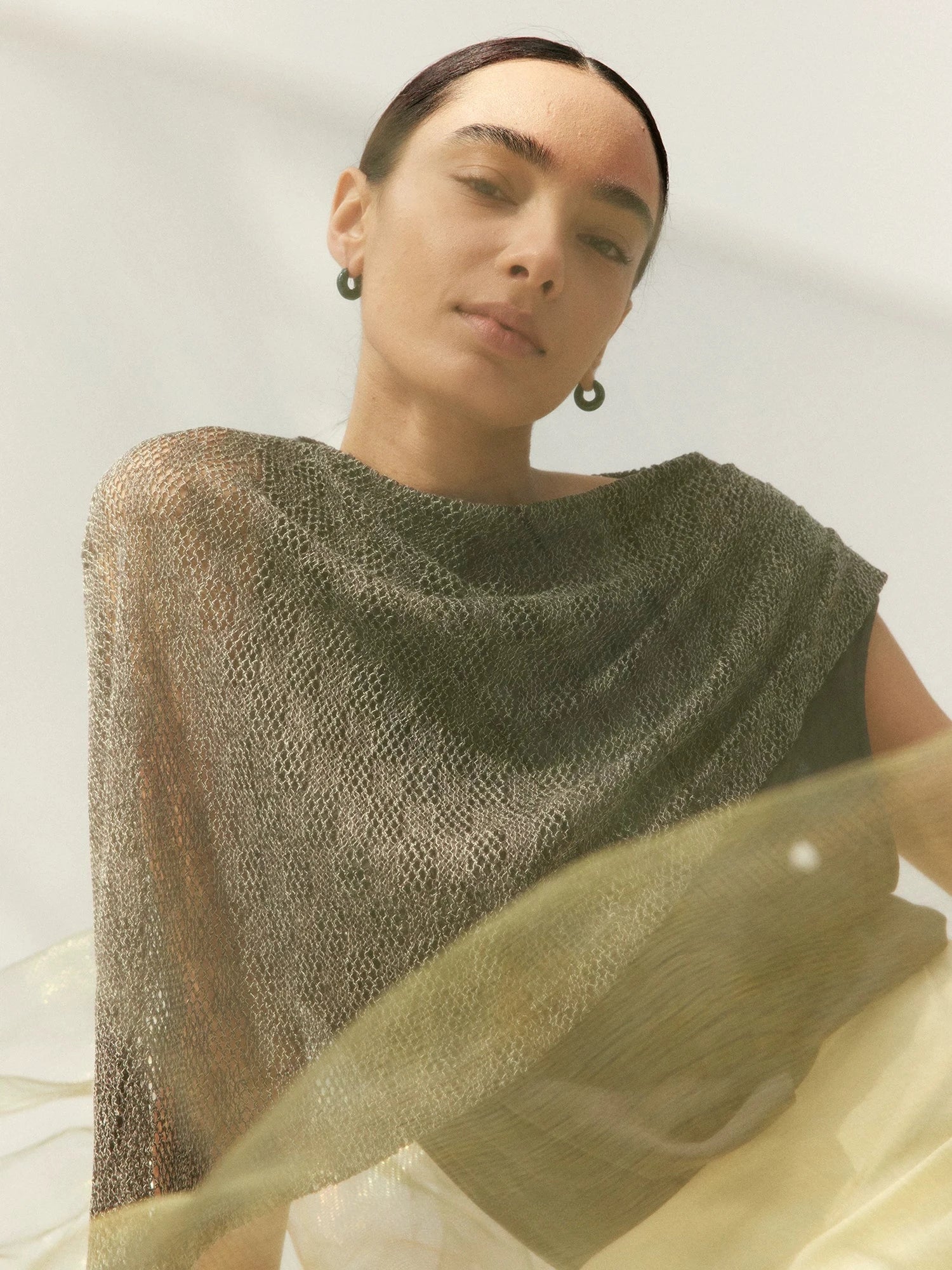Asymmetrical Mesh Layered Sleeveless Top