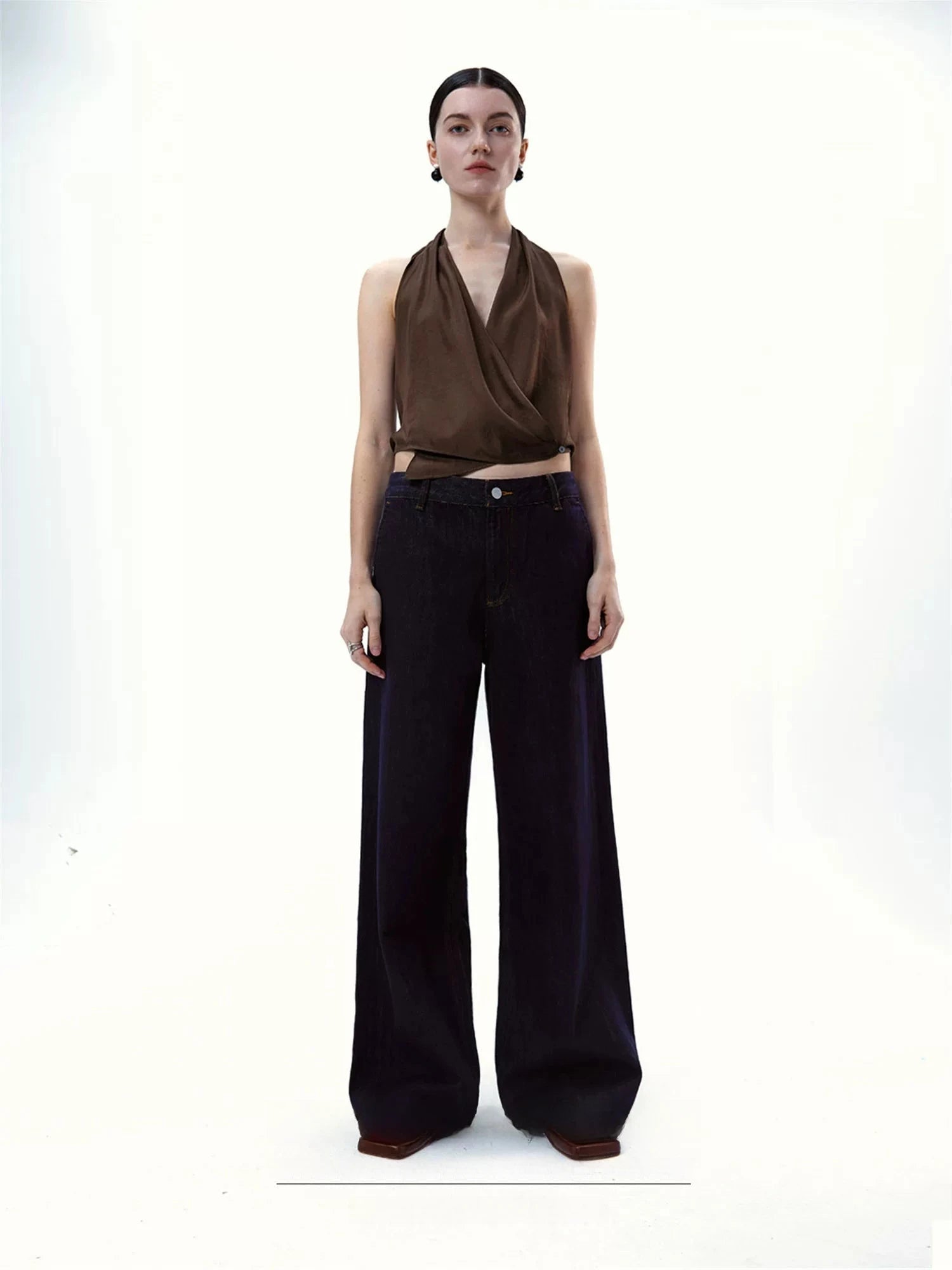 High-Waisted Wide-Leg Denim Jeans