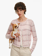 Mohair Wool Striped Knit Cardigan