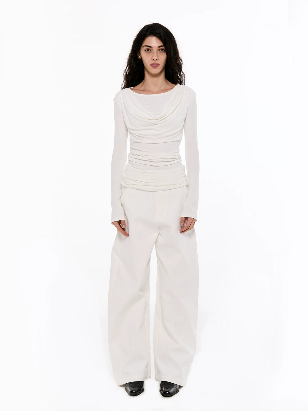 High-Waisted Tailored Wide-Leg Trousers