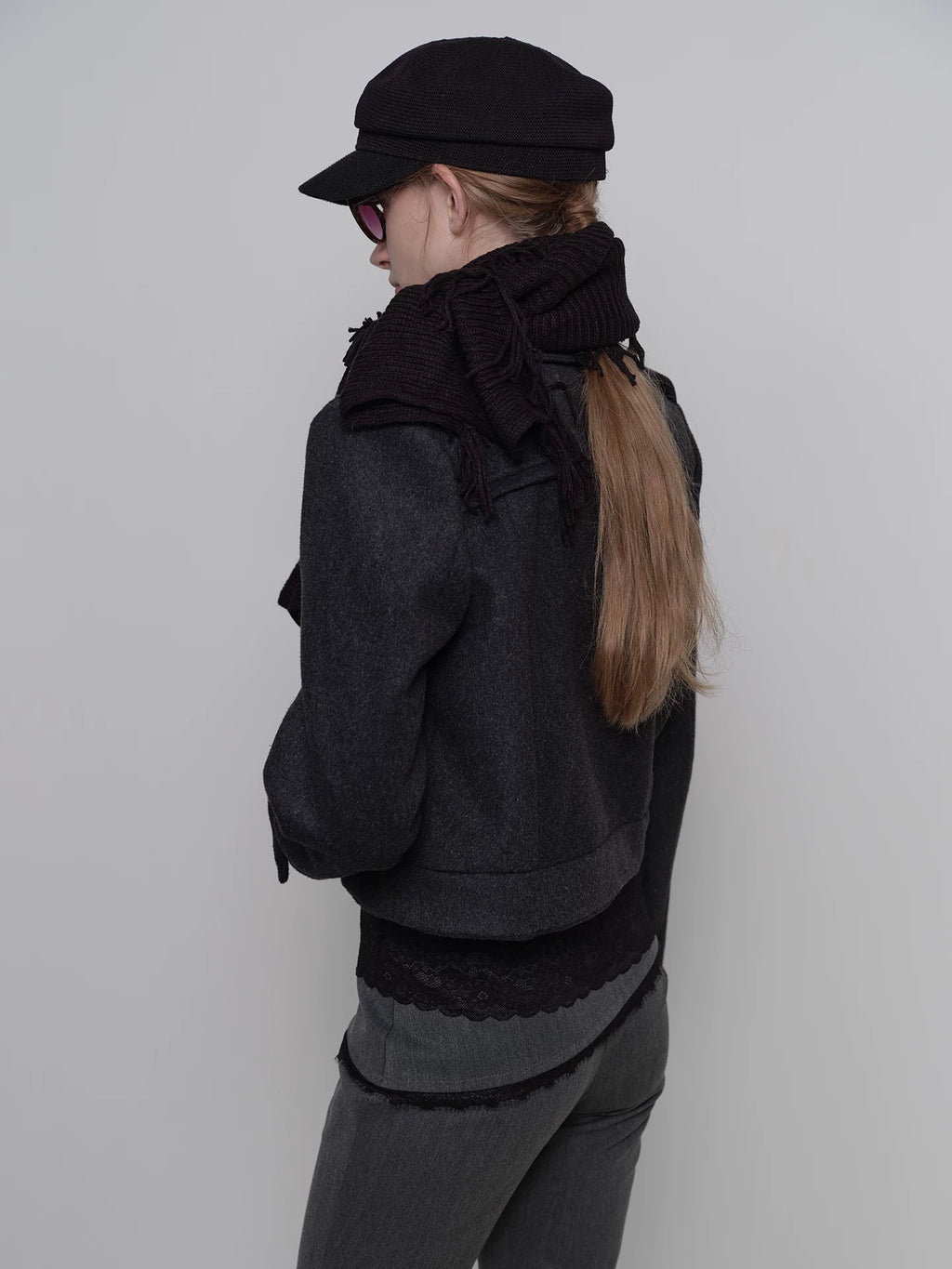 Textured Tassel Fringe Wool Scarf