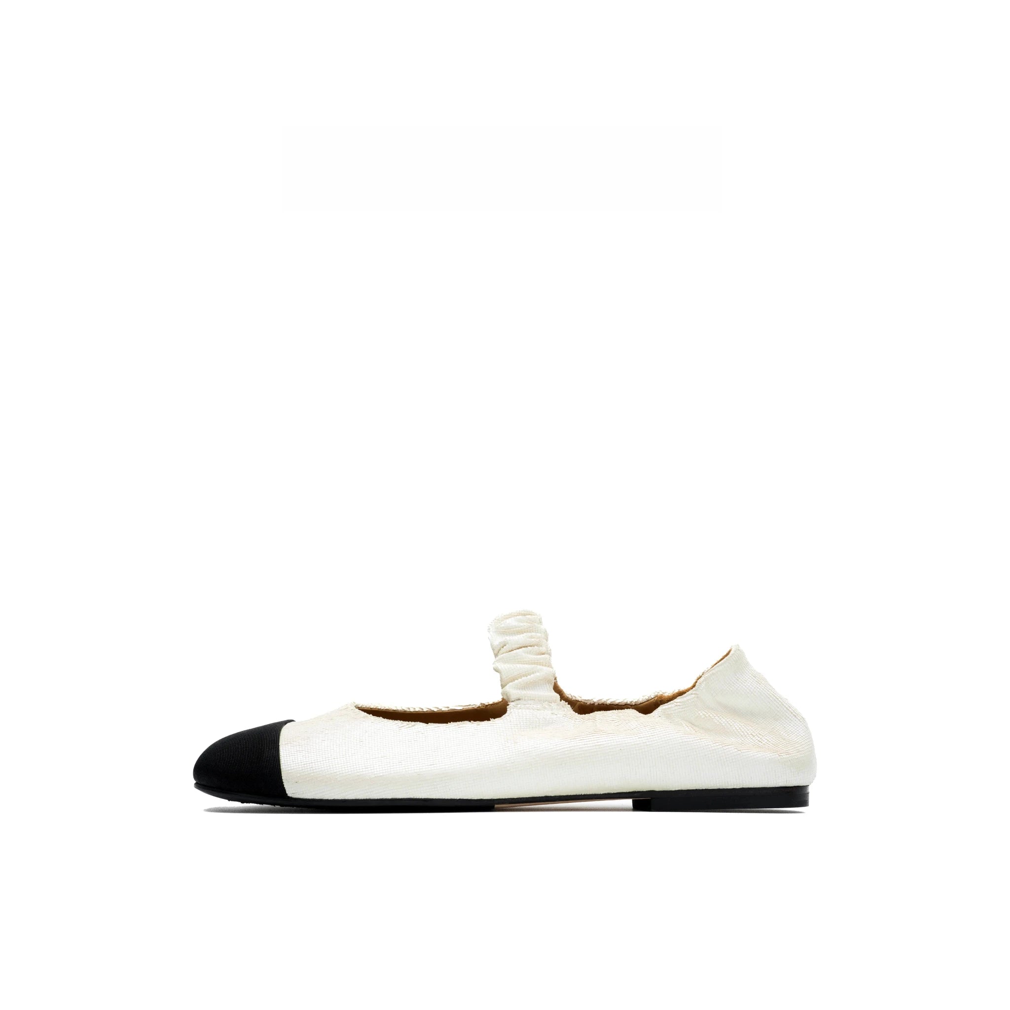 Textured Cap-Toe Mary Jane Flats