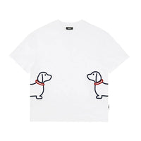 Embroidered Puppy Graphic Cotton T-Shirt